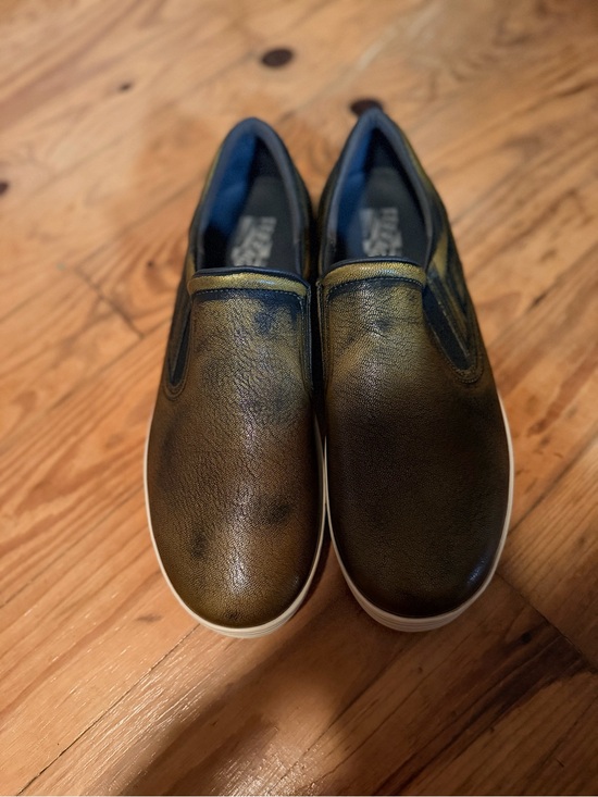 Salvatore Ferragamo Other - Salvatore Ferragamo Bronze Metallic Leather Slip-On Sneakers Men’s